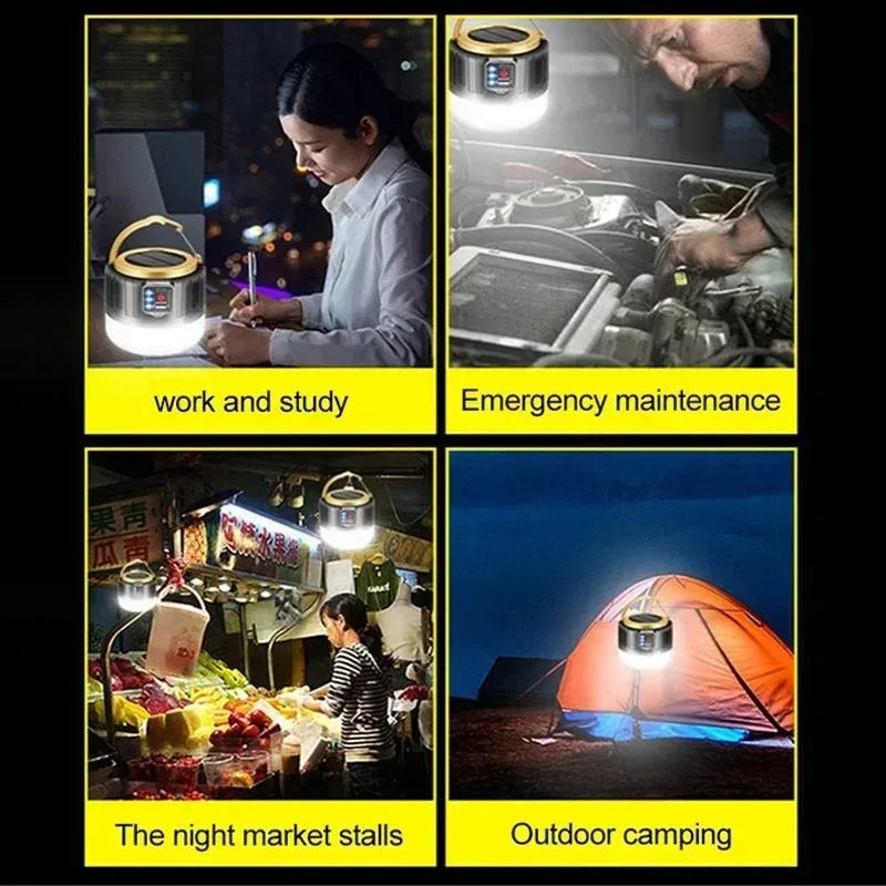 1-2Pcs Solar Camping Light IPX5 Waterproof Outdoor Light Remote Control Power Bank LED Tent Lamp Portable Durable Camping Gear