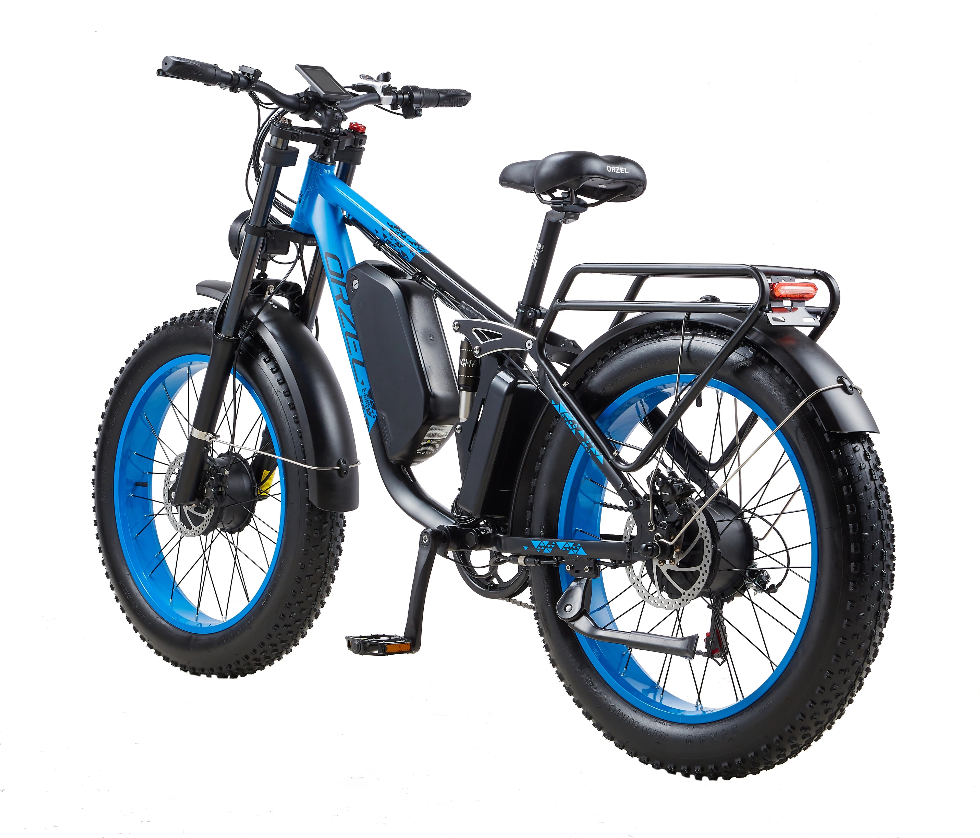 Peak 3000W Dual Motor Ebike for Adults, 48V 25AH Long Range Electric Mountain Bike,24"Fat Tires,Blue