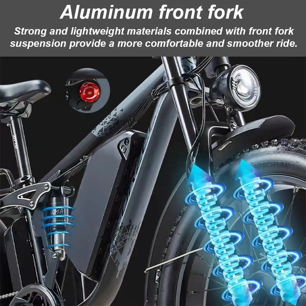 Peak 3000W Dual Motor Ebike for Adults, 48V 25AH Long Range Electric Mountain Bike,24"Fat Tires,Blue